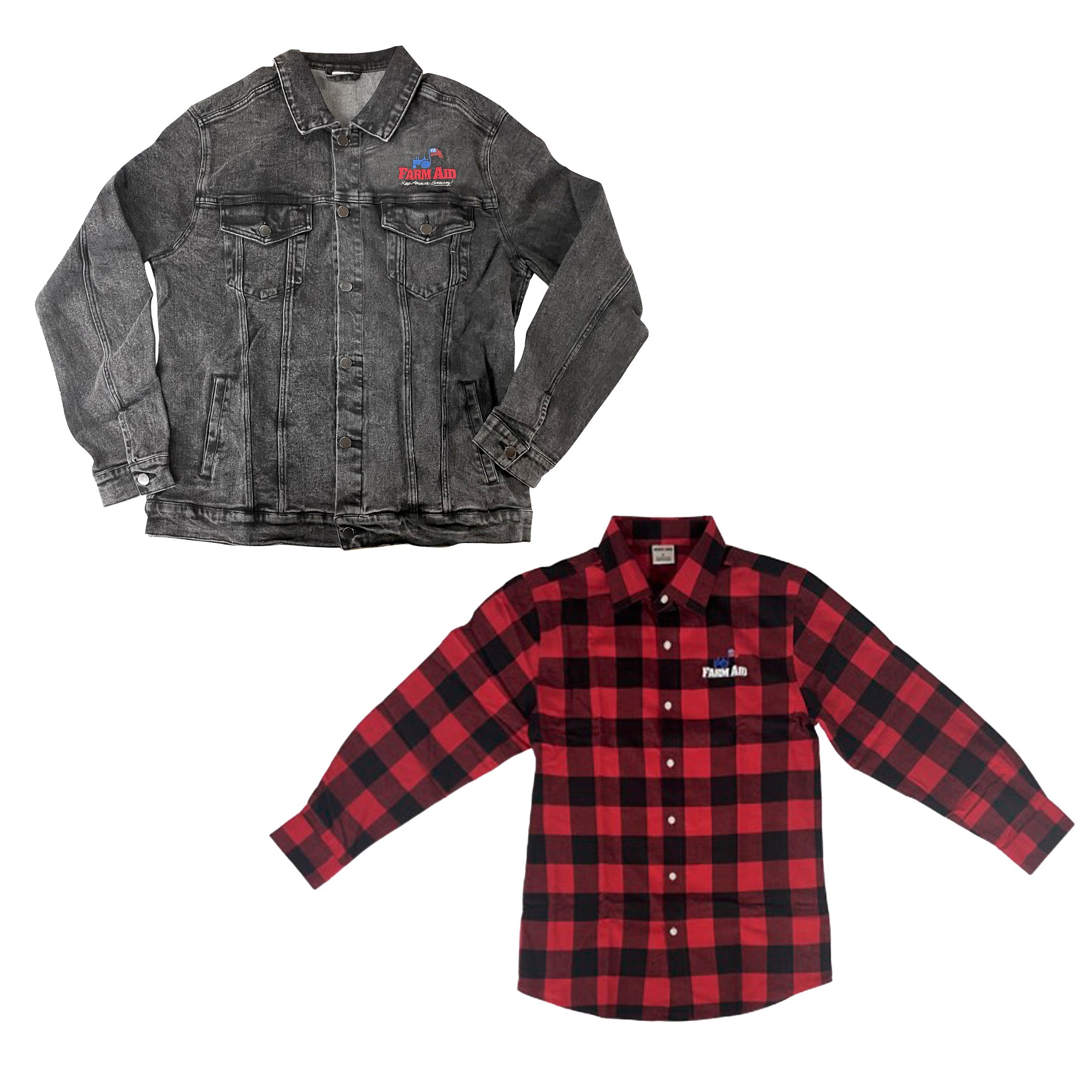 Farm Aid Organic Cotton Flannel Shirt and Organic Denim Jacket