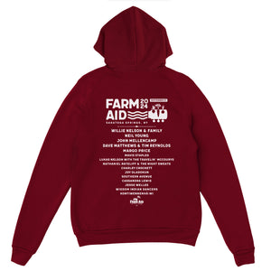 Farm Aid 2024 Distressed Logo Pullover Hoodie – Cranberry