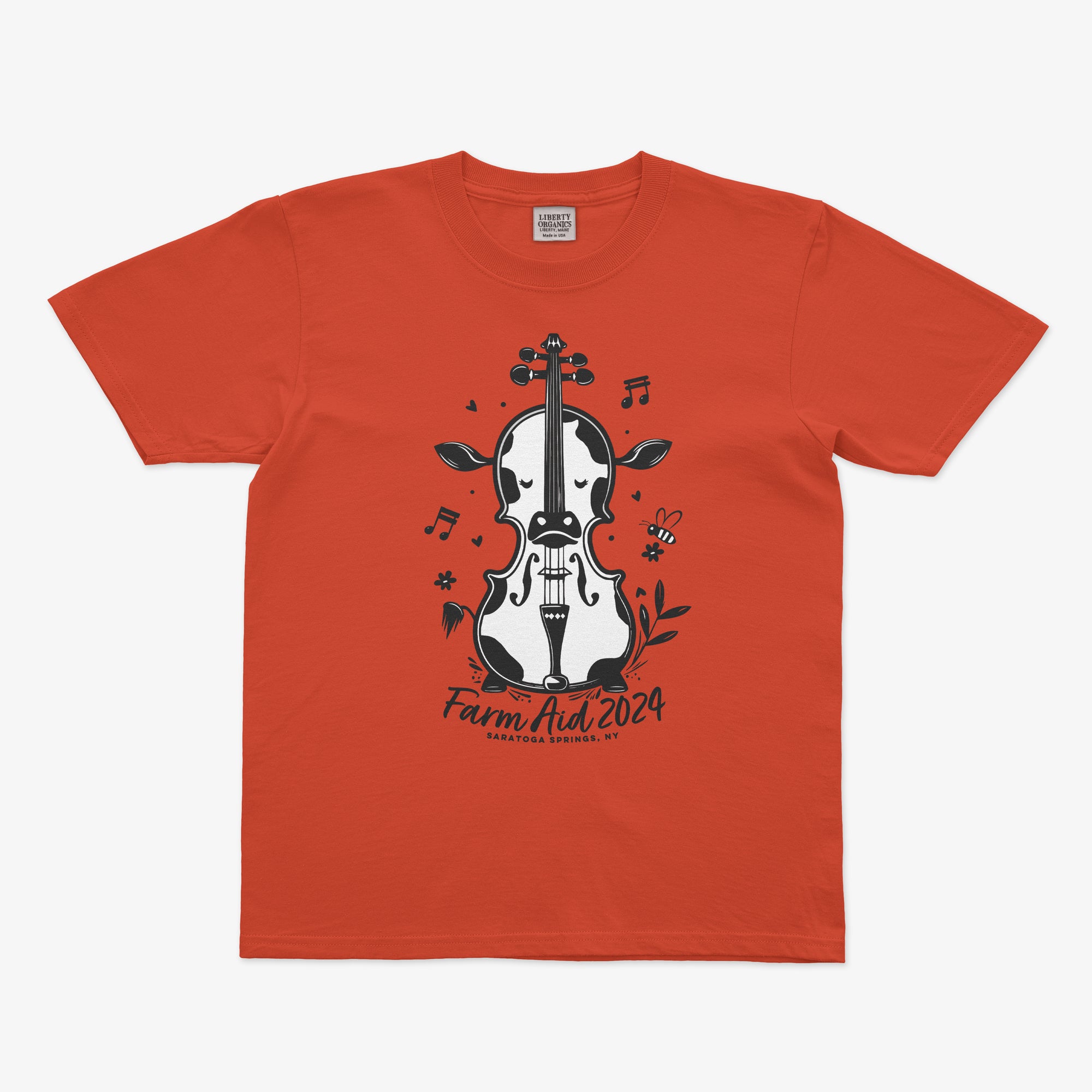 Farm Aid 2024 Cow Fiddle Youth Tee - Poppy Red