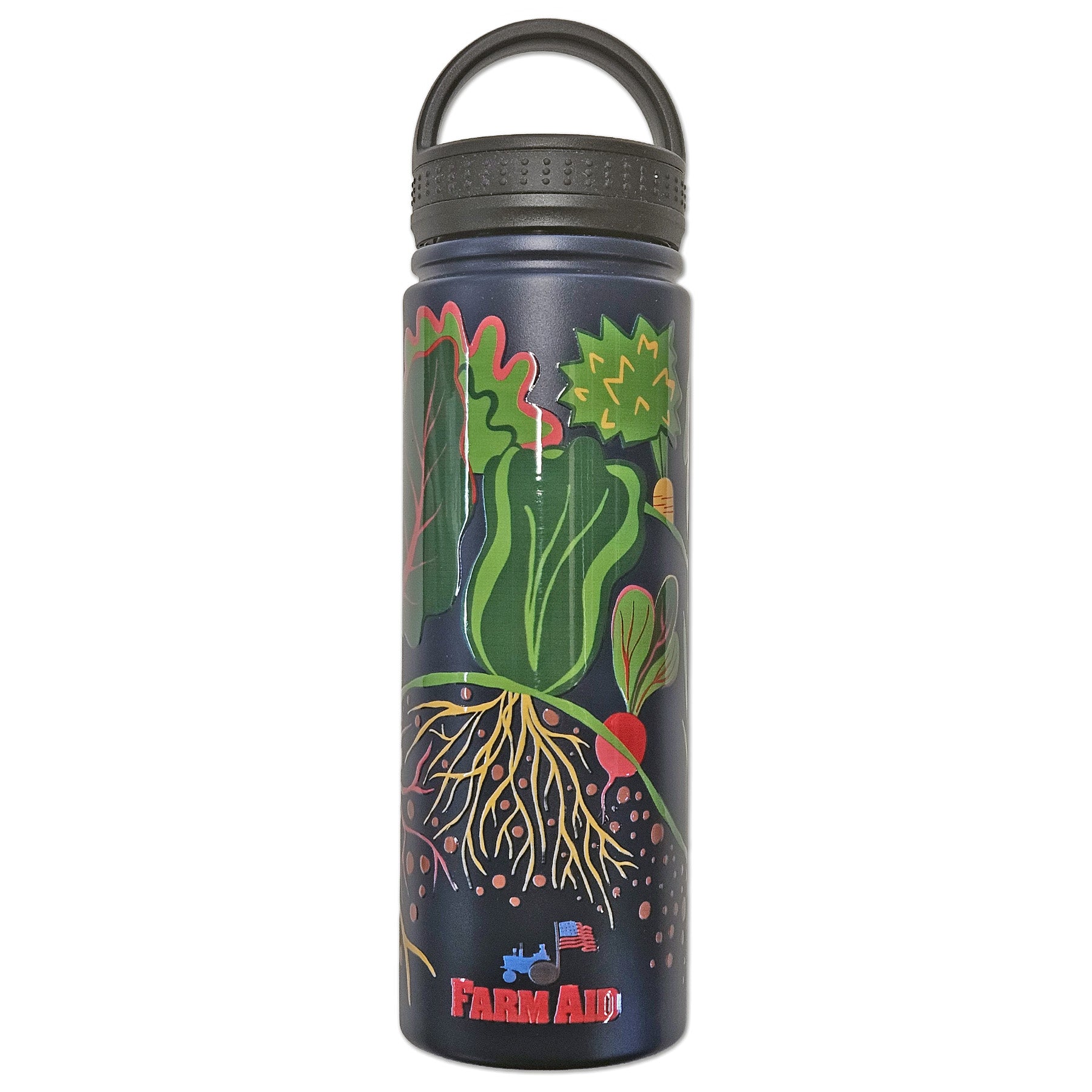 Farm Aid Roots Water Bottle Bottle with D-Ring Lid