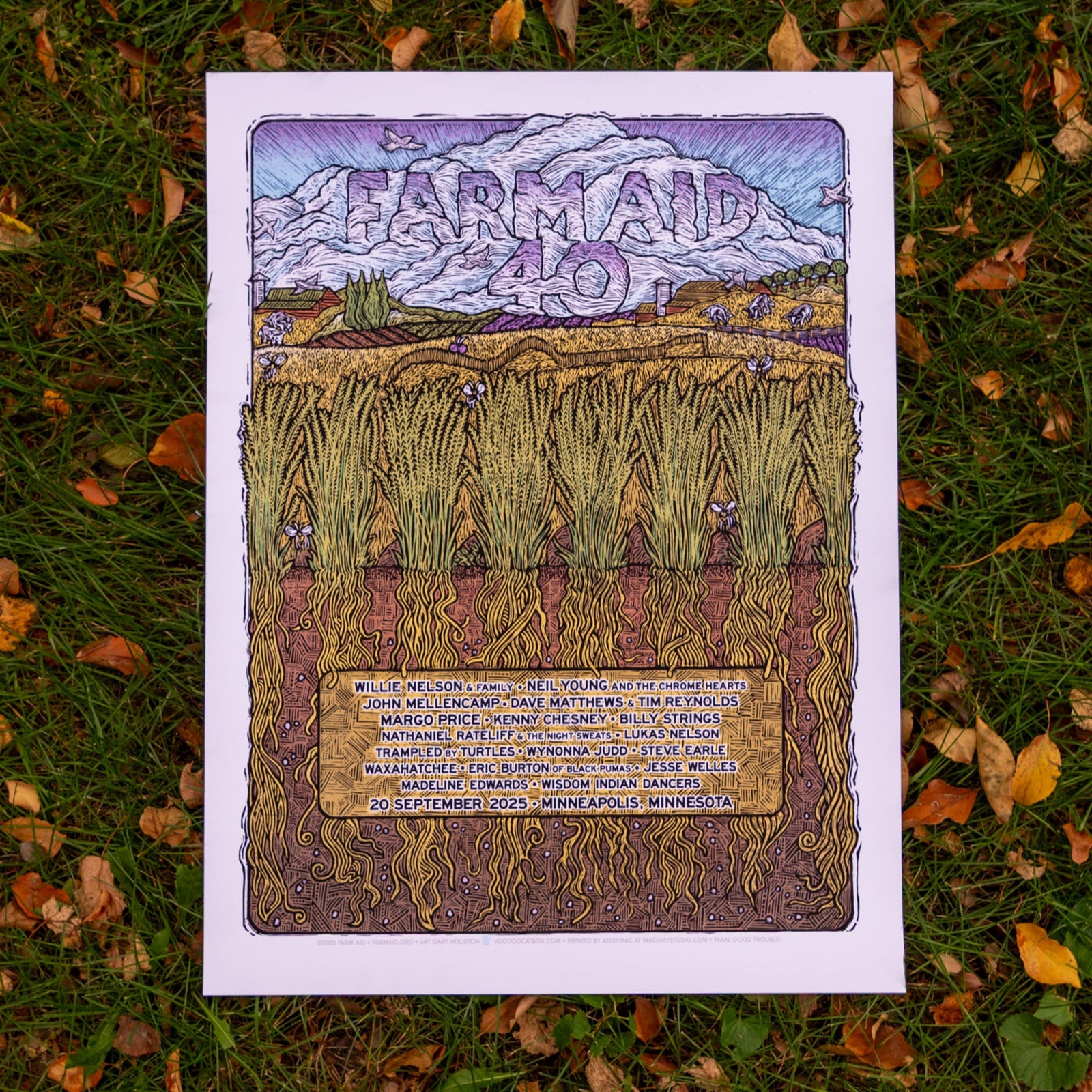 Farm Aid 40 Deep Roots Screen Printed Poster