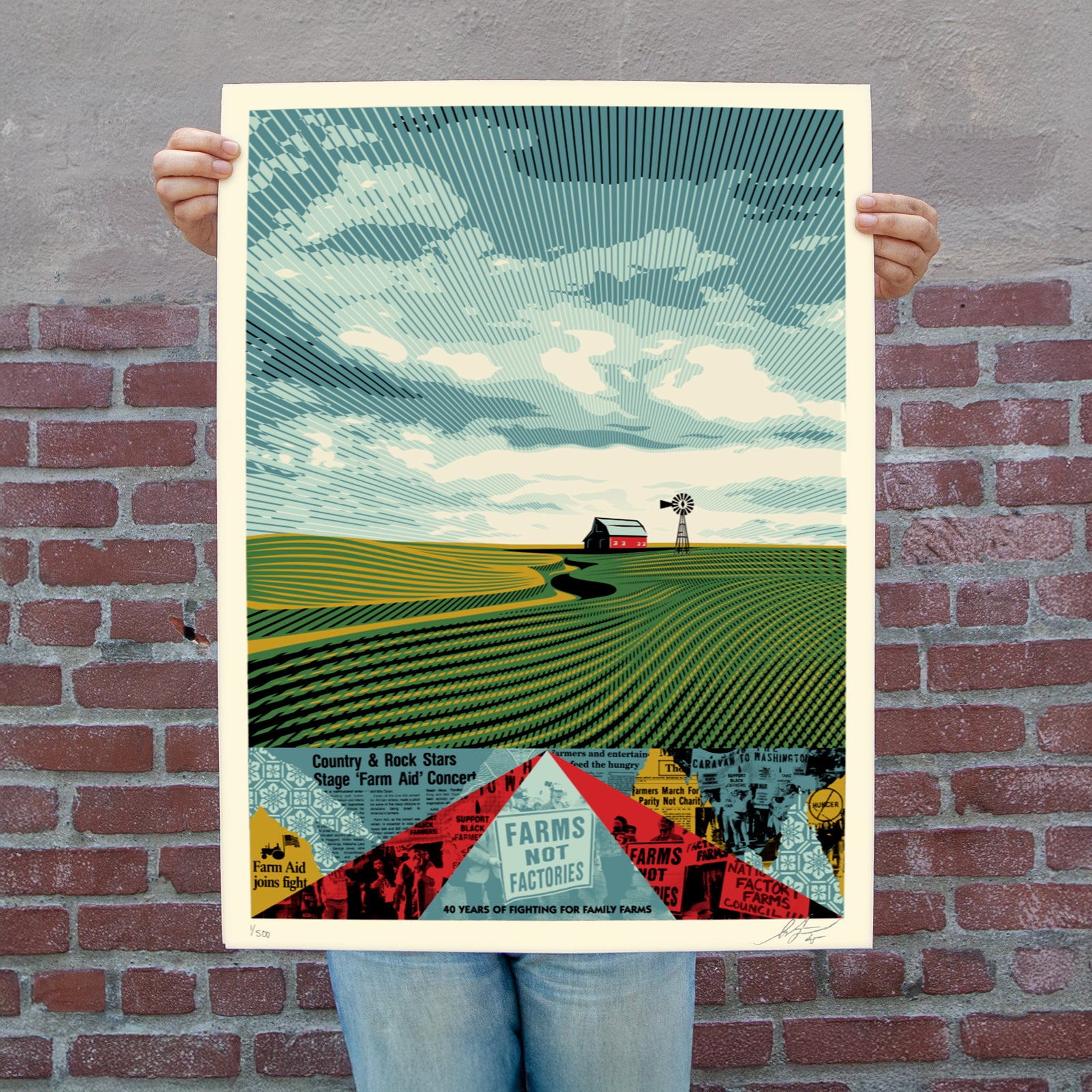 Farm Aid 40 Limited Edition "Farms Not Factories" Print by Shepard Fairey